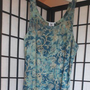 YAZDI, Multi-color Teal Blue Dress, 100% Rayon